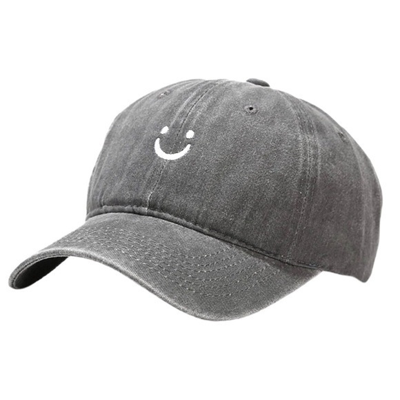 GRAY Smiling Face Ponytail Hat - Picture 1 of 7